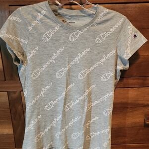 Champion Grey Monogram Casual  Short Sleeve Tee